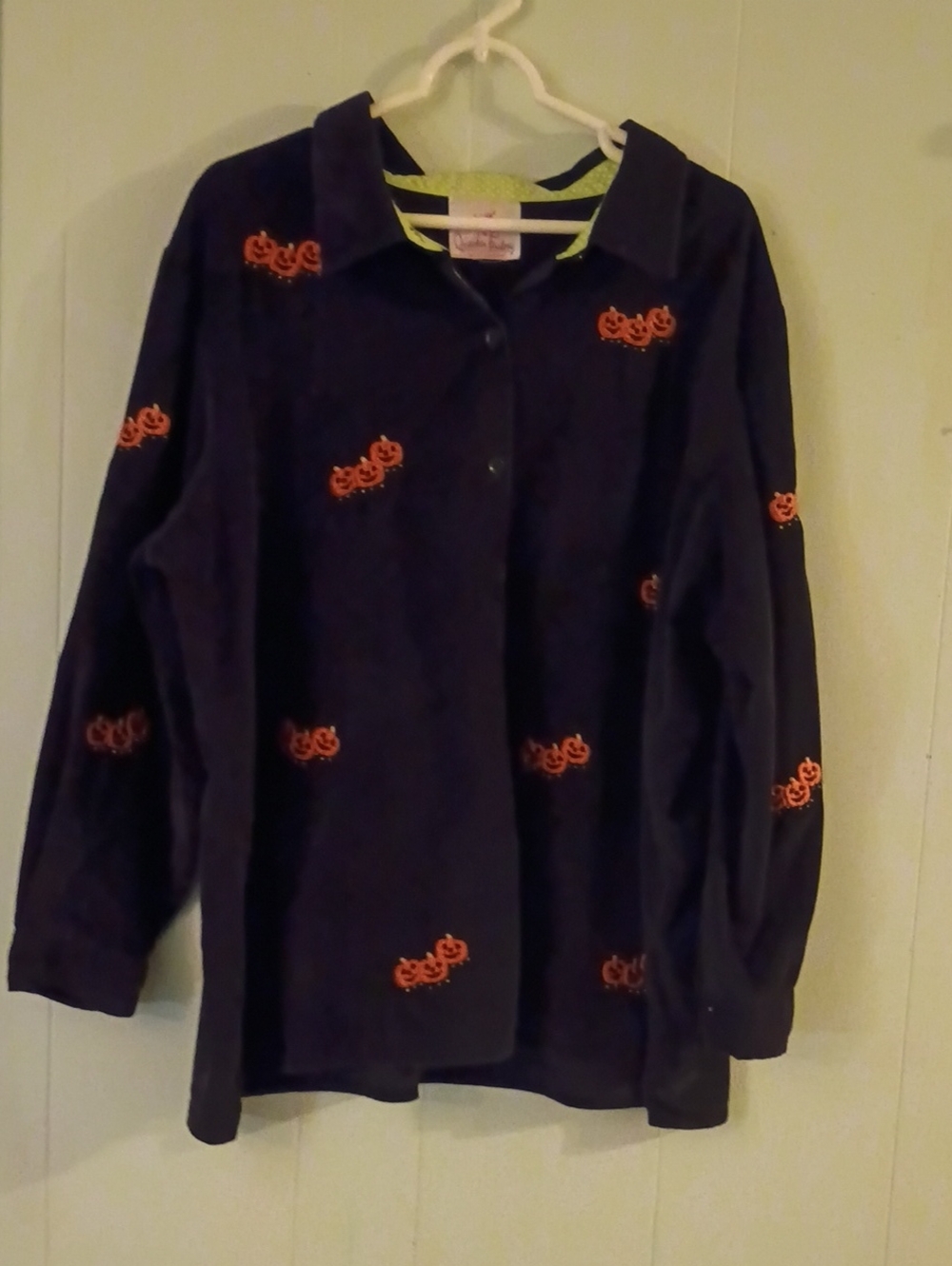 Quacker Factory Halloween Pumpkin Corduroy Shirt 2 Xl